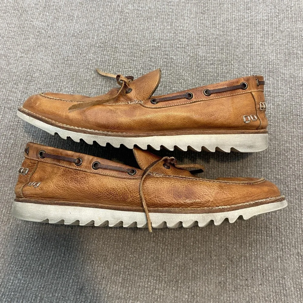 Bed Stu Cobbler Boat Shoes Mens Size 13 Brown Leather Casual Lightweight Comfort